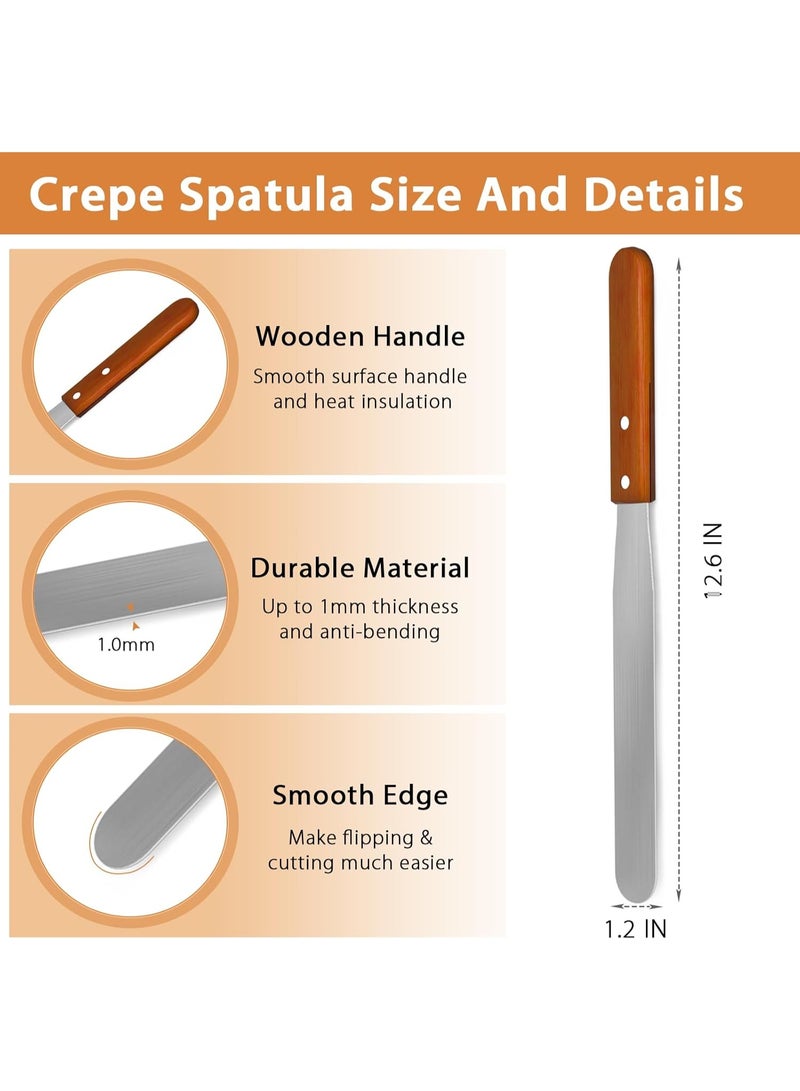 Crepe Spreader and Spatula Kit Stainless Steel Crepe Spreader Tool 5", 7" Spreaders and 12" Spatula(3 Pcs) - Image 5